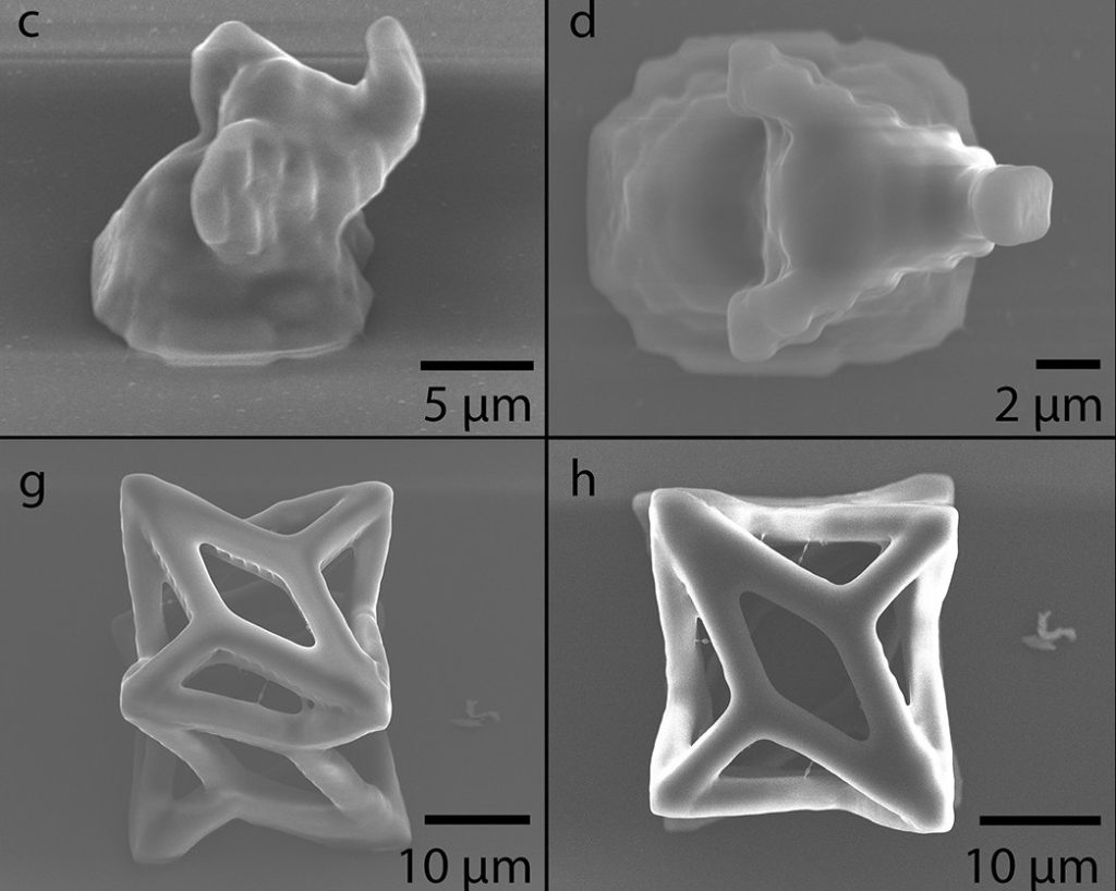 A set of samples produced via the researchers' TTA 3D printing process. Image via the University of Massachusetts Amherst.