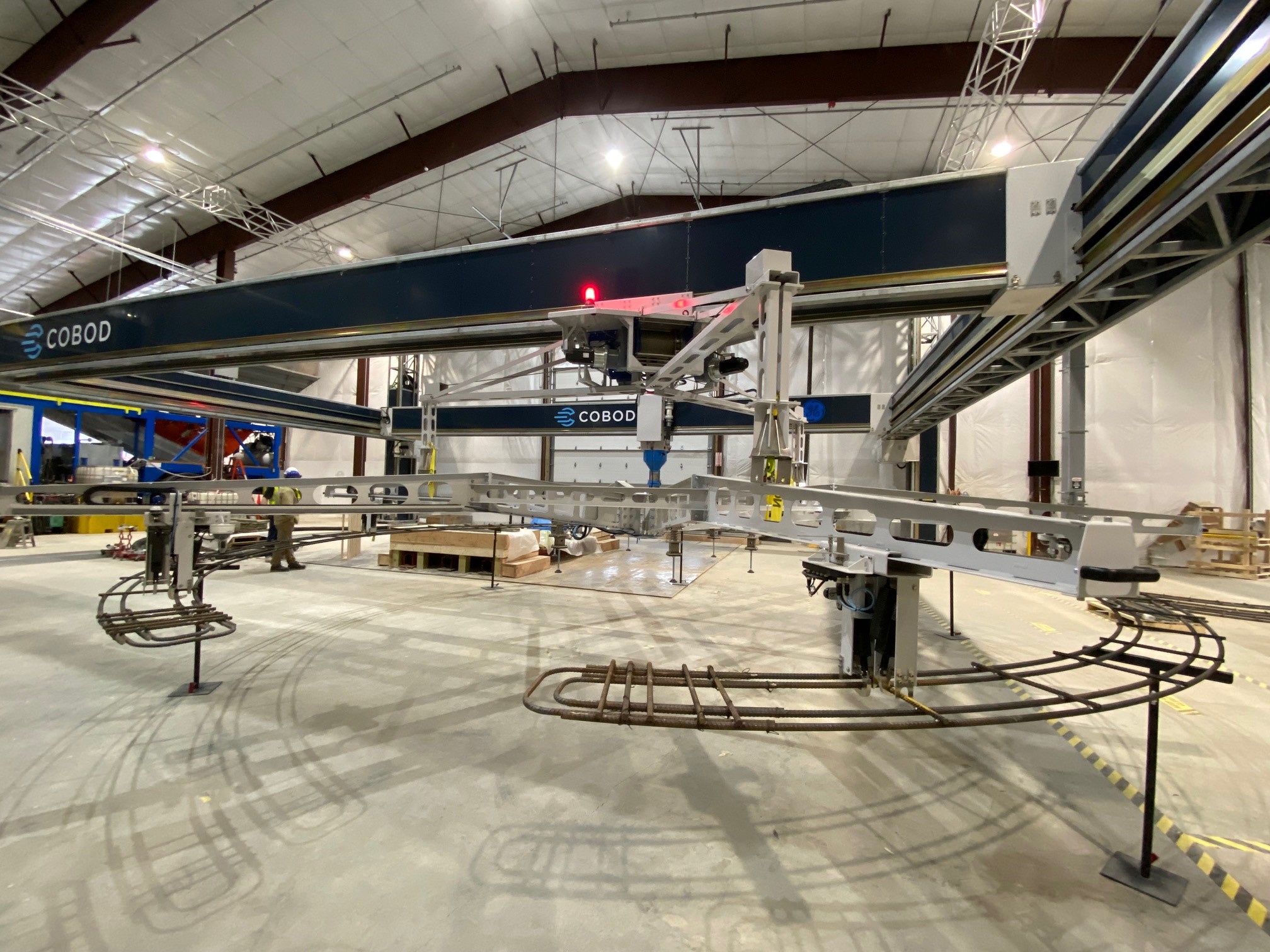 GE's new state-of-the-art concrete 3D printing system from COBOD. Photo via GE Renewable Energy.