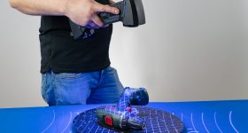 The FreeScan UE Pro being used to scan a power drill. Photo via Shining 3D.