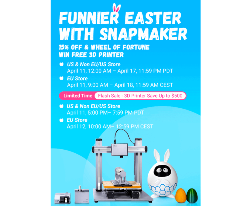 Snapmaker's Easter Sale. Image via Snapmaker.