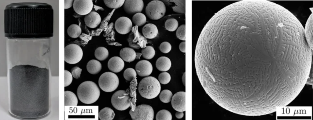 Steel 3D printing powder produced by surface grinding.  Images via IISc.