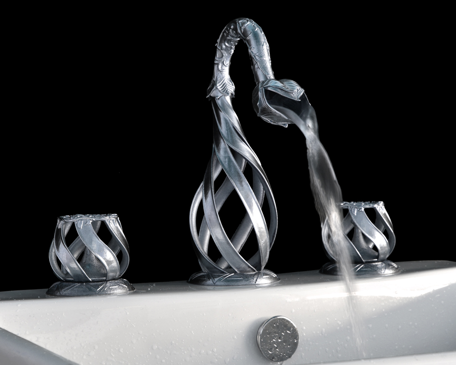 Custom Prototypes' award-winning 3D printed metal faucet. Photo via Custom Prototypes.