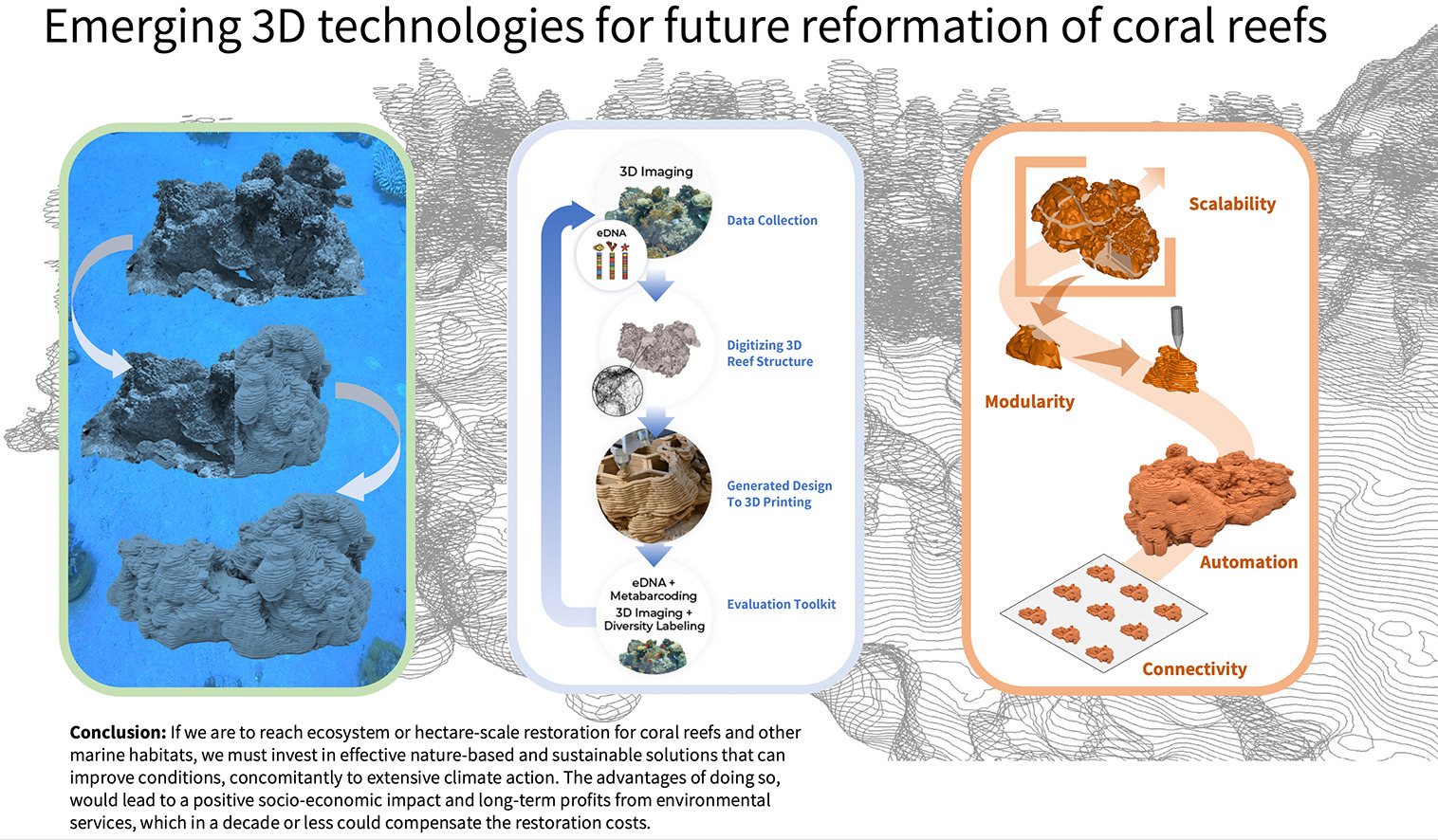 サンゴ礁保全のための3Dプリントアルゴリズムに関する概念図（出典：バーイラン大学）