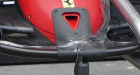 A 3D printed sensor mount attached to the front of the 2022 Scuderia Ferrari Formula 1 car. Photo via Andrew Cunningham.
