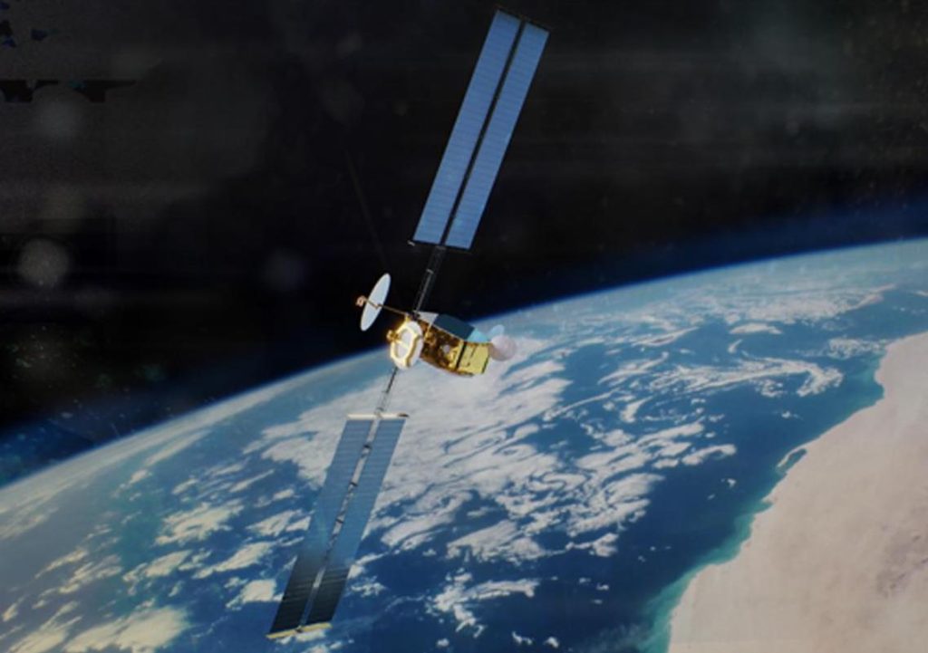 Vue d'artiste de ce à quoi ressemblera le satellite OneSat.  Image via Airbus. 