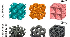 The 3D printed nanoengineered designs. Image via University of Glasgow.