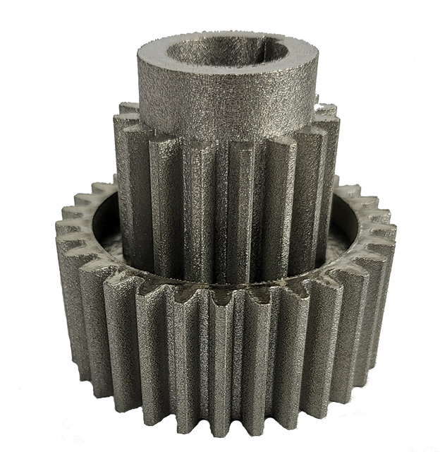A motor gear 3D printed using Uniformity Labs' Ti64 Grade 23 material. Photo via Uniformity Labs.