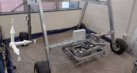 The engineers' 'Mud Dauber' Mobile Gantry 3D printer prototype. Image via Taylor University.