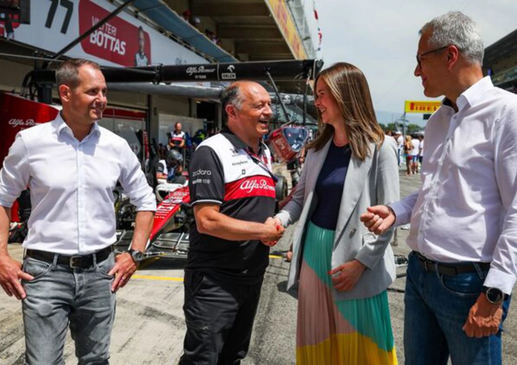 Members of EOS' leadership team meeting Sauber's Frédéric Vasseur and Christoph Hansen. Photo via EOS. 