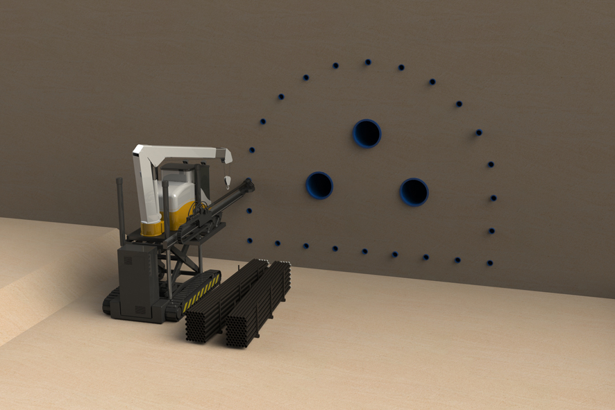 hyperTunnel drilling bores to send in its AI-powered swarm robots. Image via hyperTunnel.