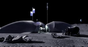 A render of the 3D printed LINA lunar outpost. Image via AI SpaceFactory.