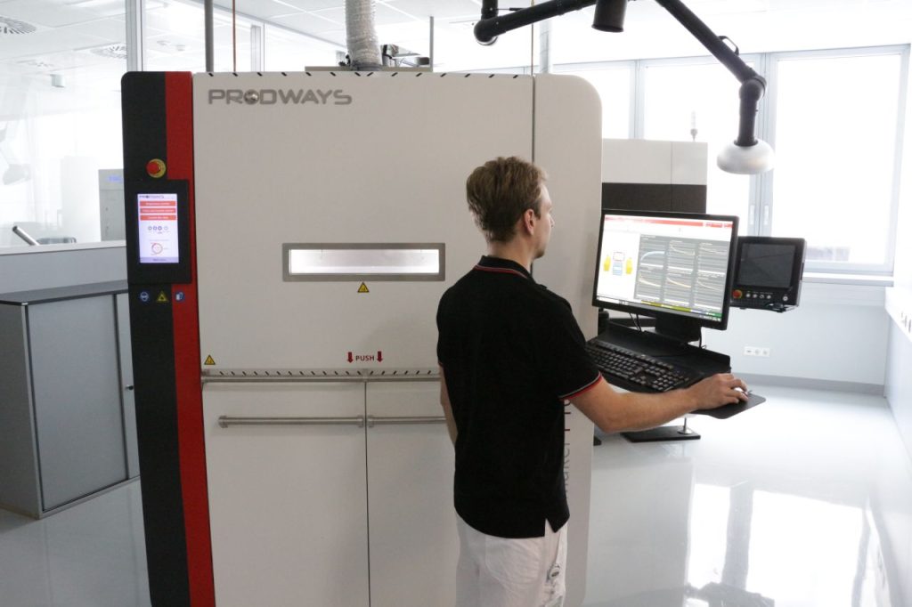 An engineer using a Prodways ProMaker P1000 3D printer. Photo via Prodways. 