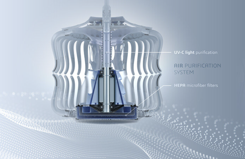 The 'e-flow' air purifier concept. Image via Tony Parez-Edo Martin, Dassault Systemes. 