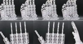 The IIT researchers' robotic handed with 3D printed GRACE actuators. Photo via IIT.