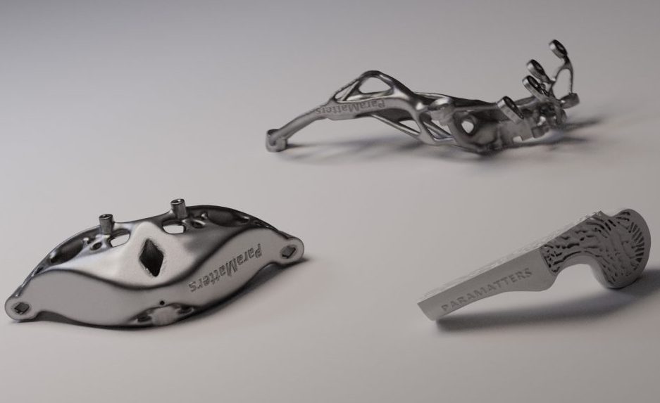 A set of 3D printed parts designed using ParaMatters' CogniCAD software. Image via ParaMatters. 