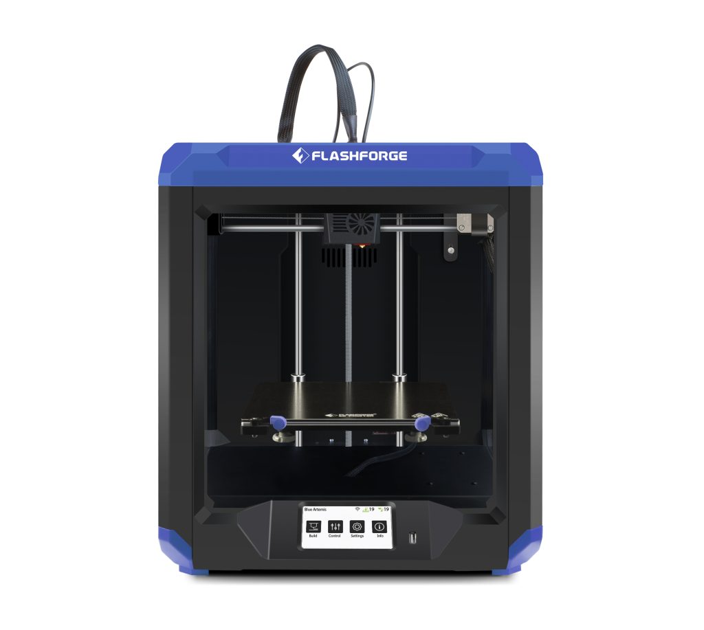 The new Artemis 3D printer in blue. Image via FlashForge USA. 