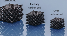 Featured image shows a set of samples 3D printed using the team's partial-carbonization technique. Image via James Surjadi et al, CityU.