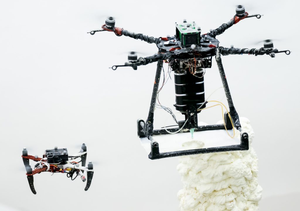 A ScanDrone and BuilDrone. Photo via Imperial College London.