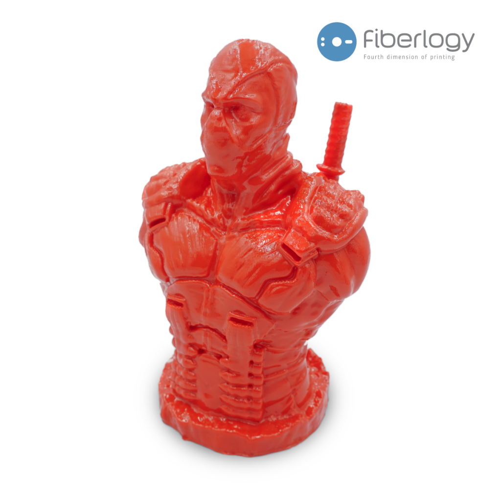 A Fiberlogy FiberSmooth 3D print of Deadpool. Photo via Fiberlogy.