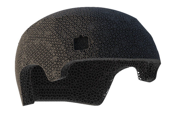 Ballistics Helmet Liner developed in partnership with Rice University. Image via Carbon.
