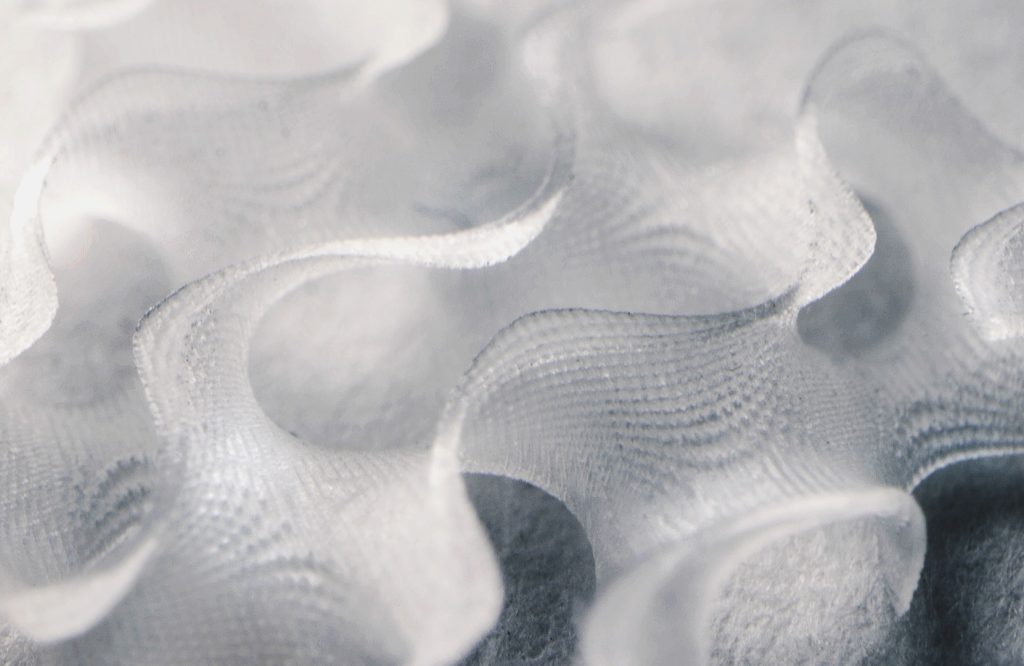 A close-up of a Carbon-3D printed biomedical lattice. Photo via Carbon. 
