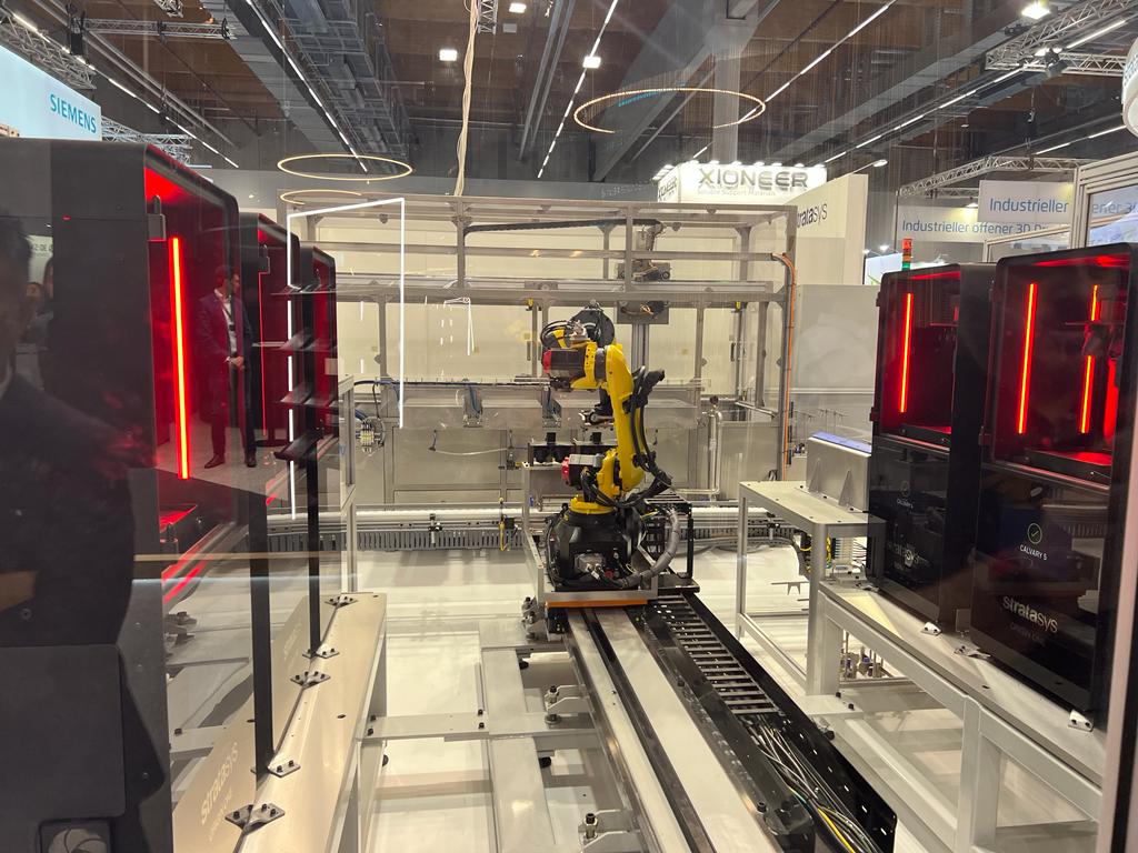 Stratasys' P3 Automated Production Cell at Formnext. Photo by Mael Duportal.