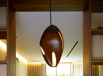 The Cocoon 3D printed decorative pendant light designed by studio HagenHinderdael. Photo via Anders Gramer. 