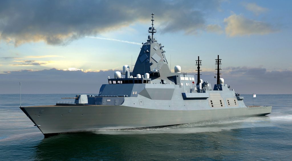 A render of the Hunter Class Frigate. Image via Royal Australian Navy.