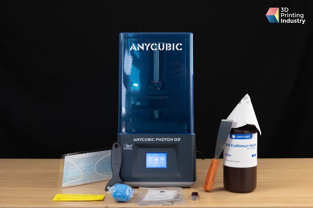 Anycubic Photon D2 with other boxed components. Photo by 3D Printing Industry.