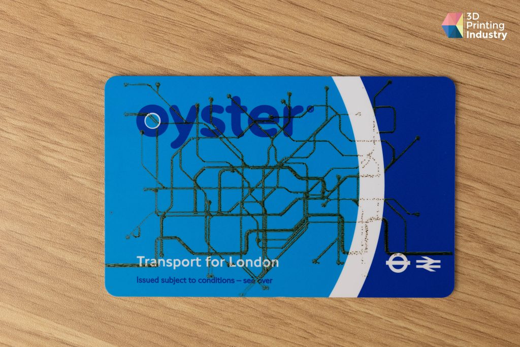 Creality CR-Laser Falcon 10W. Tube map engraved on oyster card. Photo by 3D Printing Industry.