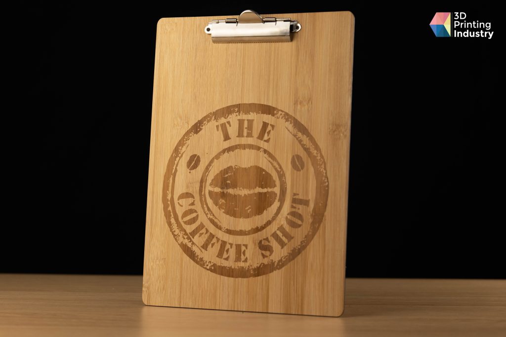 Creality CR-Laser Falcon 10W. Bamboo clipboard. Photo by 3D Printing Industry.