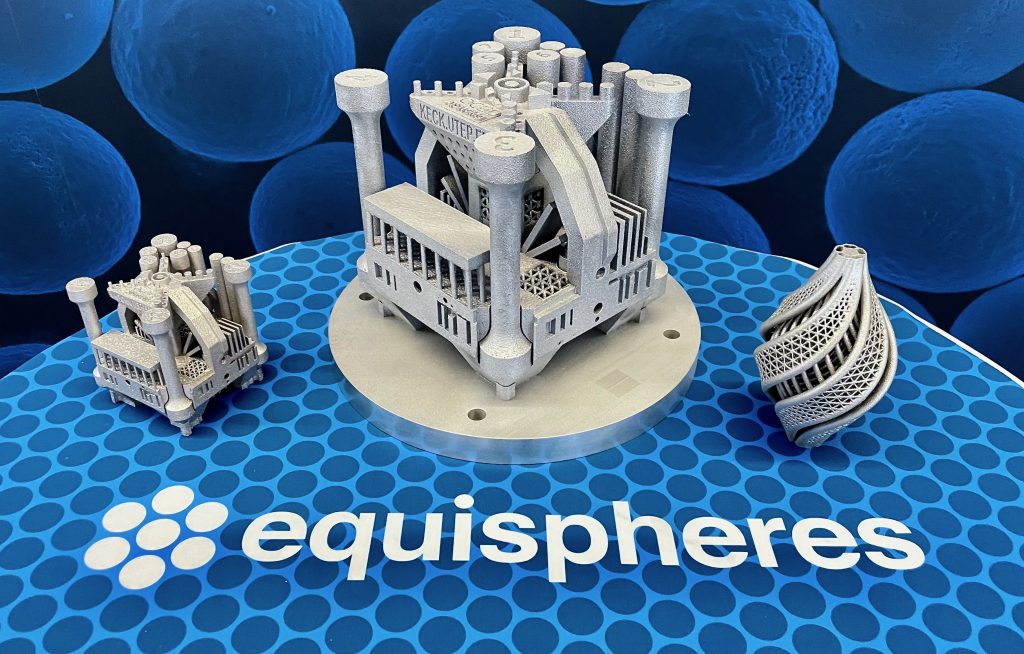 Prototypes 3D printed from Equispheres' NExP-1 material. Photo via Equispheres.