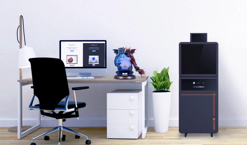 UnionTech's 𝜋200 3D printer installed in a home office. Photo via UnionTech.