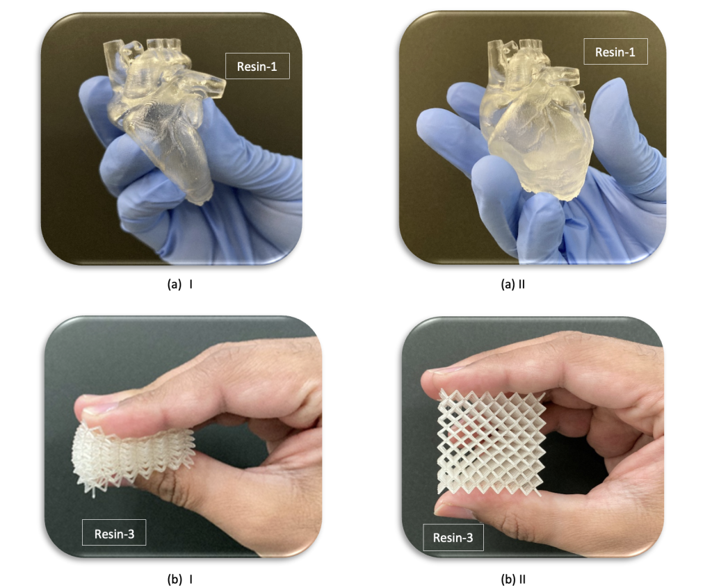 Prototype anatomical models and lattice parts 3D printed from U-FINE LD-301. Image via AGC Inc. 