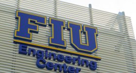 A sign outside the FIU's Engineering Center. Photo via FIU.