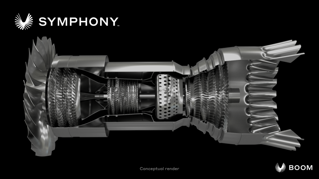 Un rendu conceptuel du moteur Symphony de Boom Supersonic.  Image via Boom Supersonic. 