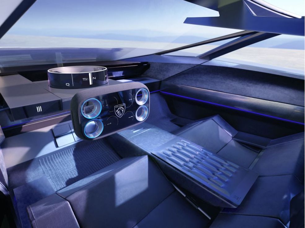 A render of the interior of Peugeot's Inception EV design concept. Image via Peugeot. 