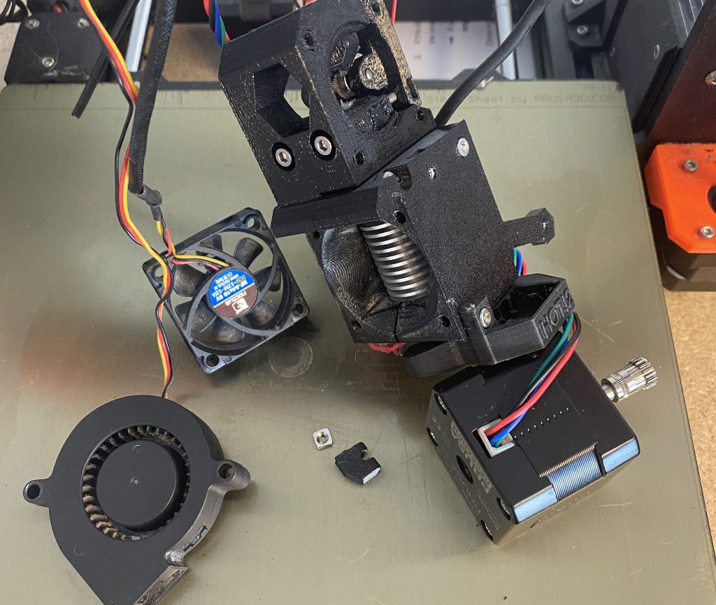 Our Prusa printhead prior to reassembly. Photo by 3D Printing Industry.