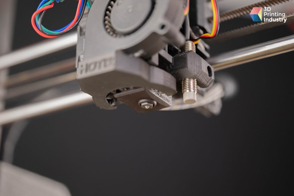 Our Mosquito-upgraded Prusa 3D printing nozzle. Photo by 3D Printing Industry.