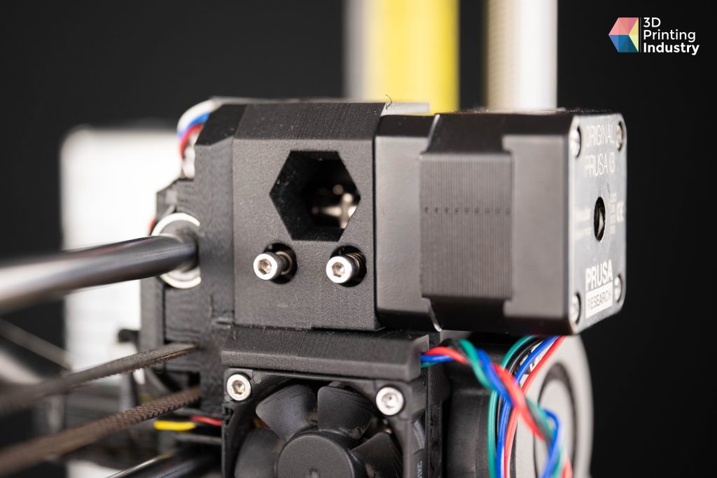 A side shot of a Mosquito hotend-equipped Prusa printhead. Photo by 3D Printing Industry.