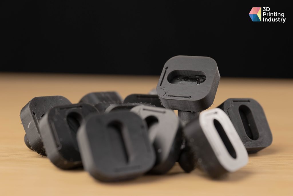 Nexa3D XiP-3D printed repeatability test pieces. Photo by 3D Printing Industry.