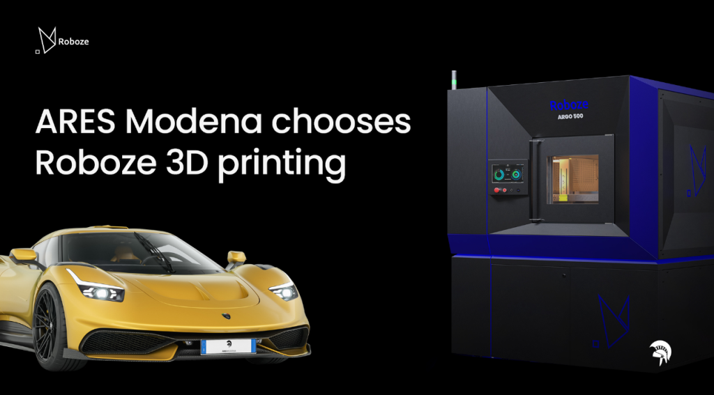 ARES Modena's car and Roboze's ARGO 500 3D printer. Image via Roboze.