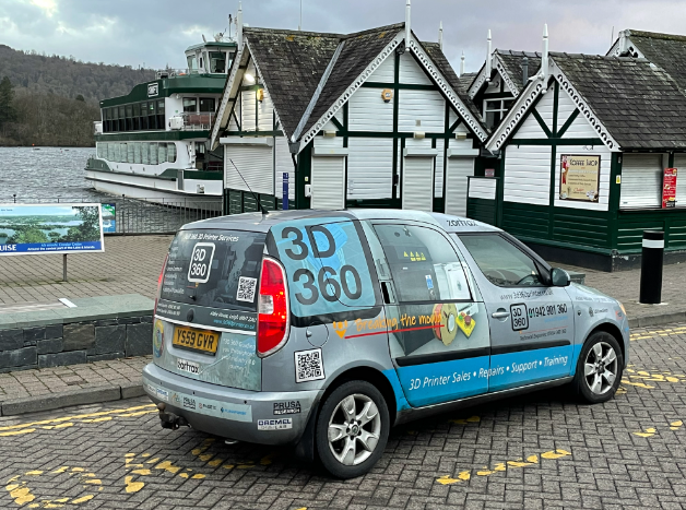 3D 360 have paired with BAHA in Bowness to deliver a series of Skills Bootcamps. Pictured here is the 3D 360 van at the edge of Lake Windermere. Image via Hargreaves Enterprise.