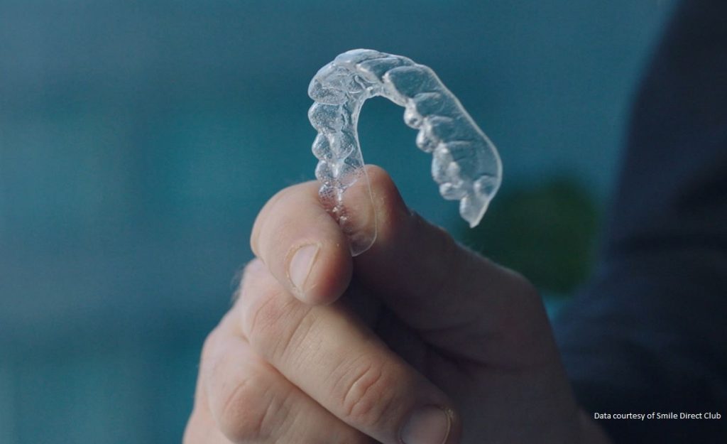 3D printed dental aligner. Photo via SmileDirectClub.