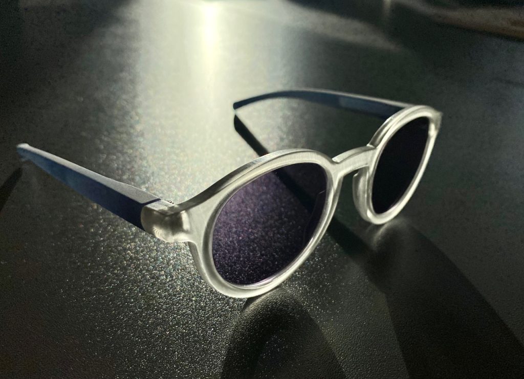 Complete 3D printed glasses frame with GENERA’s DLP technology. Photo via Spectra+.