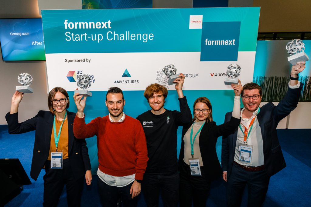 The Formnext Start-up Challenge 2022 winners. Photo via Messago Messe Frankfurt GmbH/Marc Jacquemin.