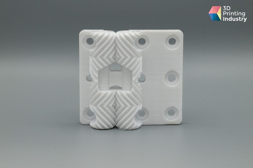Ender-5 S1 Polycarbonate print in place gear hinge. Photo by 3D Printing Industry.