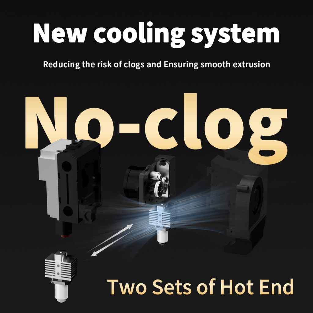 QIDI Tech's anti-clog cooling system for smooth extrusion. Image via QIDI Tech.