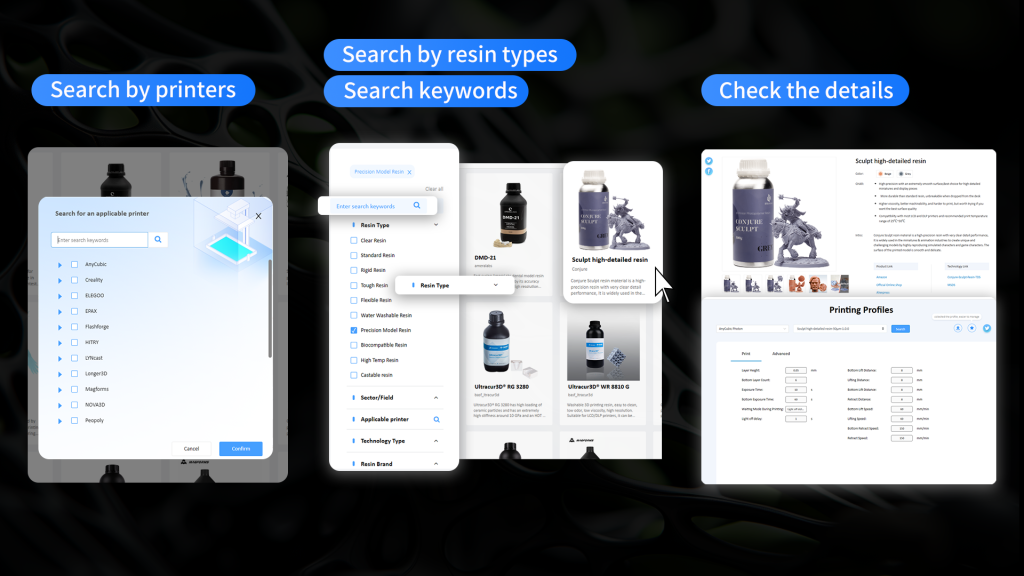 The RMA includes abundant search options. Image via CHITUBOX.