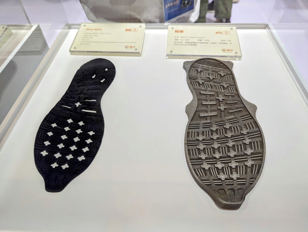 BLT metal 3D printed shoe molds. Photo by Michael Petch.